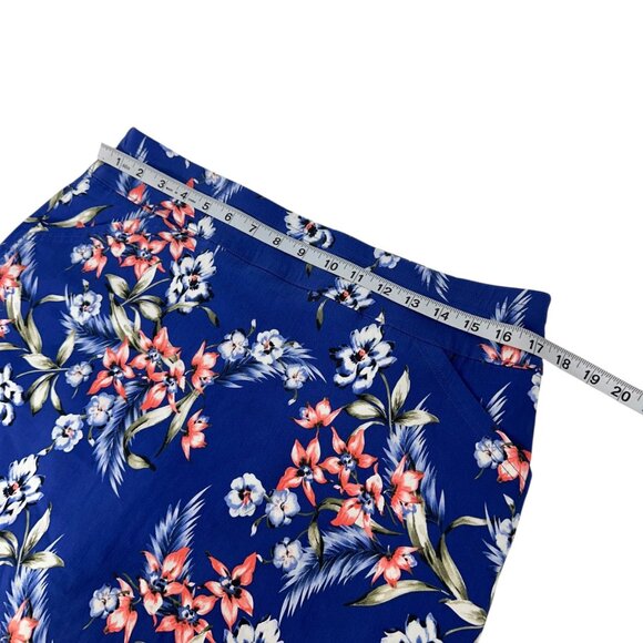 Mario Serrani Blue Floral Short Skort Womens L Stretch Pull On With Pockets - Picture 14 of 16